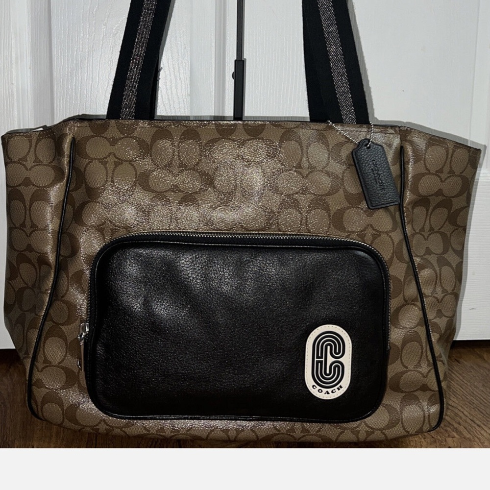 Coach Court Tote 1708 Colorblock Signature Nylon Shoulder Bag